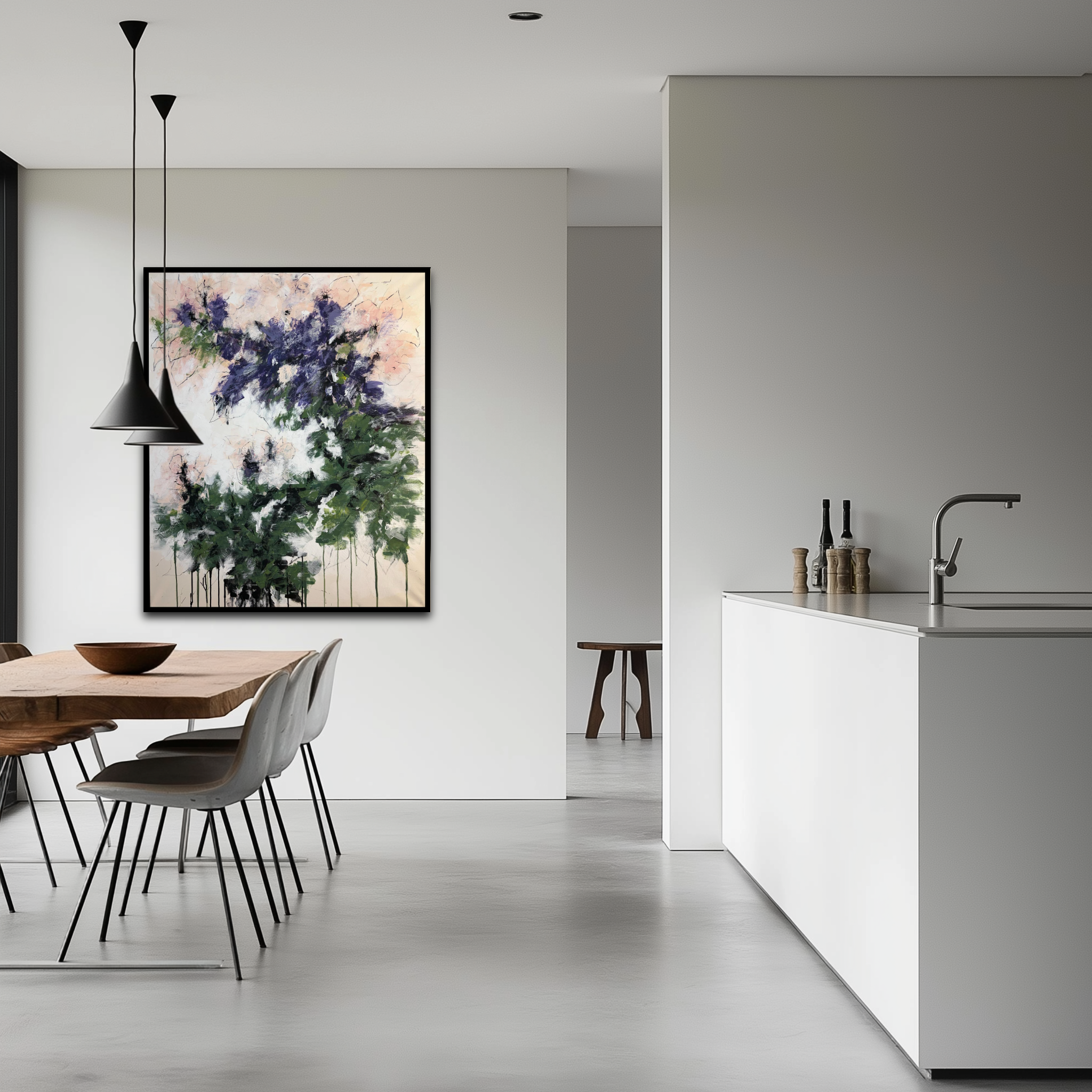 Painting displayed with home furniture